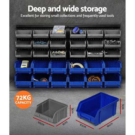 Giantz 60 Storage Bin Rack Wall Mounted Tools Kings Warehouse