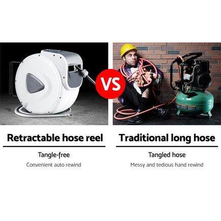 Giantz Air Hose Reel 20m Retractable Rewind Swivel Wall Mount Compressor Garage Tools Kings Warehouse