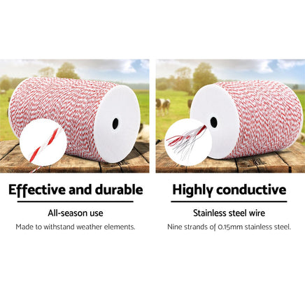 Giantz Electric Fence Poly Wire 2000M Pet Care Kings Warehouse