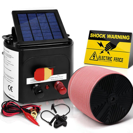 Giantz Fence Energiser 5KM Solar Powered Electric 1200M Poly Tape Pet Care Kings Warehouse