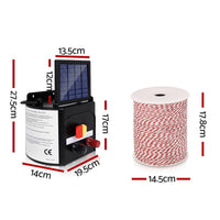 Giantz Fence Energiser 5KM Solar Powered Electric 500M Poly Wire Insulator Pet Care Kings Warehouse