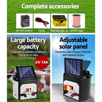 Giantz Fence Energiser 8KM Solar Powered Electric 500M Poly Rope Pet Care Kings Warehouse