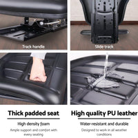 Giantz Tractor Seat Forklift Excavator Truck Universal Replacement PU Chair Auto Accessories Kings Warehouse