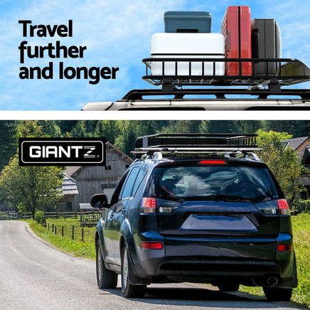 Giantz Universal Car Roof Rack Basket Luggage Vehicle Cargo Carrier 111cm Black Auto Accessories Kings Warehouse