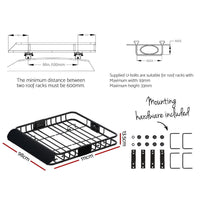 Giantz Universal Car Roof Rack Basket Luggage Vehicle Cargo Carrier 111cm Black Auto Accessories Kings Warehouse
