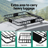 Giantz Universal Car Roof Rack Basket Luggage Vehicle Cargo Carrier 111cm Black Auto Accessories Kings Warehouse