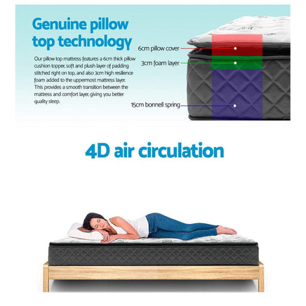 Giselle Bedding 24cm Mattress Pillow Top Single Furniture Kings Warehouse