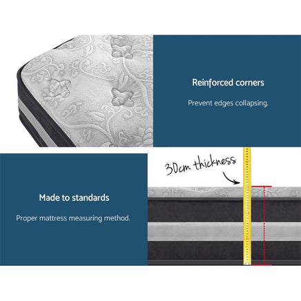 Giselle Bedding 30cm Mattress Pocket Spring Queen Furniture Kings Warehouse