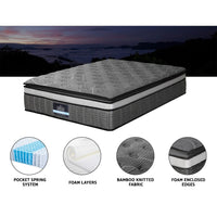 Giselle Bedding 34cm Mattress Double Layer Pocket Spring Double Furniture Kings Warehouse