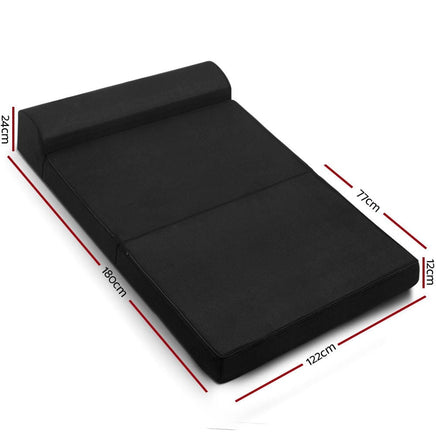 Giselle Bedding Foldable Mattress Folding Foam Bed Mat Double Black Furniture Kings Warehouse