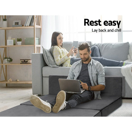 Giselle Bedding Foldable Mattress Folding Foam Bed Mat Double Grey Furniture Kings Warehouse