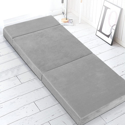 Giselle Bedding Foldable Mattress Folding Foam Bed Mat Light Grey Furniture Kings Warehouse