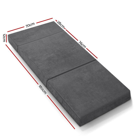 Giselle Bedding Foldable Mattress Folding Foam Bed Mat Single Grey Furniture Kings Warehouse