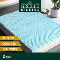 Giselle Bedding Memory Foam Mattress Topper 11-Zone 8cm Double Furniture Kings Warehouse