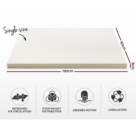 Giselle Bedding Memory Foam Mattress Topper 8cm Single Furniture Kings Warehouse