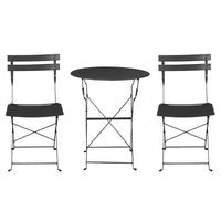 Gradeon 3PC Outdoor Bistro Set Steel Table and Chairs Patio Furniture Black garden supplies Kings Warehouse