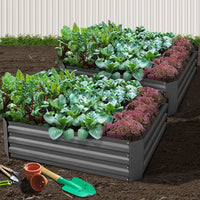 Green Fingers 2x Garden Bed 120x90cm Planter Box Raised Container Galvanised Herb Home & Garden Kings Warehouse