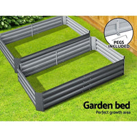 Green Fingers 2x Garden Bed 150x90cm Planter Box Raised Container Galvanised Herb Home & Garden Kings Warehouse