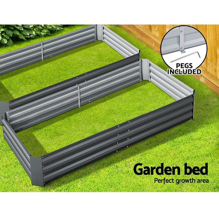 Green Fingers 2x Garden Bed 210x90cm Planter Box Raised Container Galvanised Herb Home & Garden Kings Warehouse