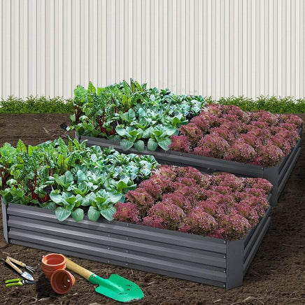 Green Fingers 2x Garden Bed 210x90cm Planter Box Raised Container Galvanised Herb Home & Garden Kings Warehouse