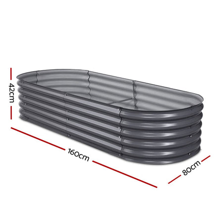 Green Fingers Garden Bed 160X80X42cm Oval Planter Box Raised Container Galvanised Home & Garden Kings Warehouse