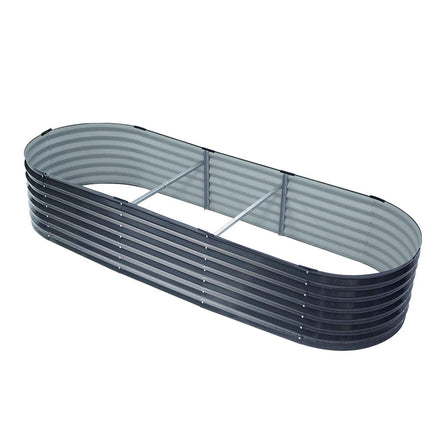 Green Fingers Garden Bed 240X80X42cm Oval Planter Box Raised Container Galvanised Home & Garden Kings Warehouse