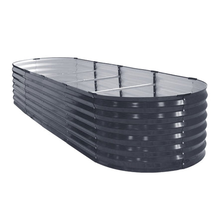 Green Fingers Garden Bed 320X80X42cm Oval Planter Box Raised Container Galvanised Home & Garden Kings Warehouse