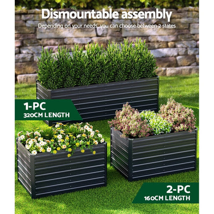 Green Fingers Garden Bed 320x80x77cm Planter Box Raised Container Galvanised Herb Home & Garden Kings Warehouse