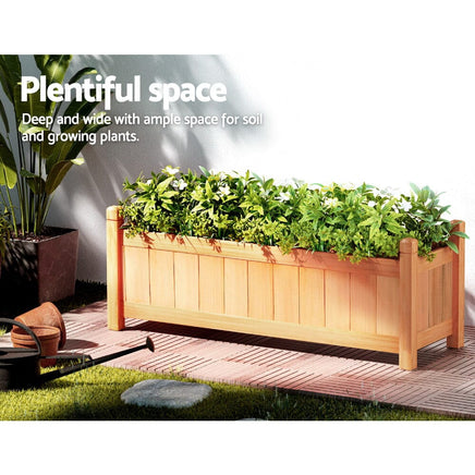 Green Fingers Garden Bed 90x30x33cm Wooden Planter Box Raised Container Growing Home & Garden Kings Warehouse