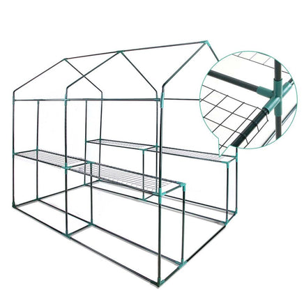 Green Fingers Greenhouse 1.2x1.9x1.9M Walk in Green House Tunnel Clear Garden Shed 4 Shelves Home & Garden Kings Warehouse