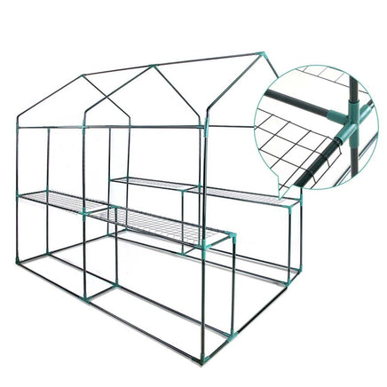 Green Fingers Greenhouse 1.2x1.9x1.9M Walk in Green House Tunnel Clear Garden Shed 4 Shelves Home & Garden Kings Warehouse