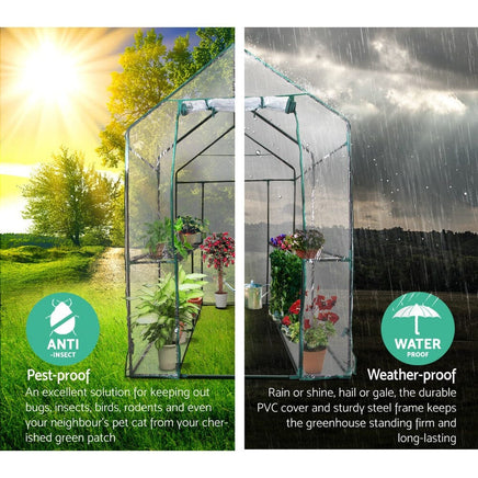 Green Fingers Greenhouse 1.2x1.9x1.9M Walk in Green House Tunnel Clear Garden Shed 4 Shelves Home & Garden Kings Warehouse