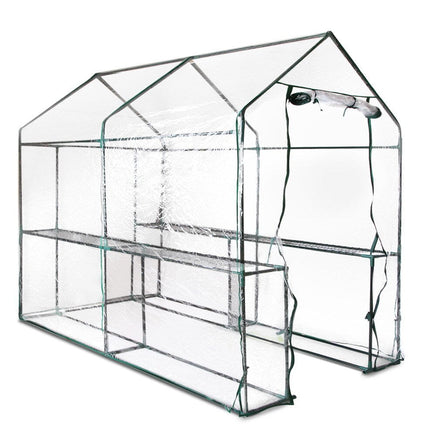 Green Fingers Greenhouse 1.2x1.9x1.9M Walk in Green House Tunnel Clear Garden Shed 4 Shelves Home & Garden Kings Warehouse