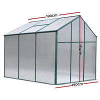 Green Fingers Greenhouse 1.9x1.9x1.83M Aluminium Polycarbonate Green House Garden Shed Home & Garden Kings Warehouse