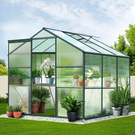 Green Fingers Greenhouse 1.9x1.9x1.83M Aluminium Polycarbonate Green House Garden Shed Home & Garden Kings Warehouse