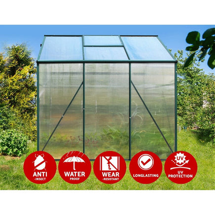 Green Fingers Greenhouse 1.9x1.9x1.83M Aluminium Polycarbonate Green House Garden Shed Home & Garden Kings Warehouse