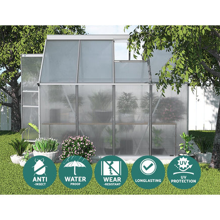 Green Fingers Greenhouse 2.42x1.9x1.95M Aluminium Polycarbonate Green House Garden Shed Home & Garden Kings Warehouse