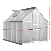 Green Fingers Greenhouse 2.42x1.9x1.95M Aluminium Polycarbonate Green House Garden Shed Home & Garden Kings Warehouse