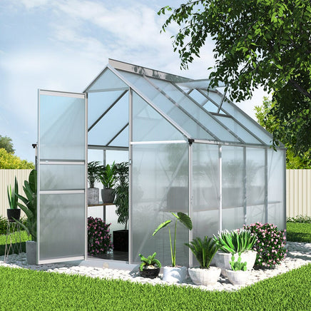 Green Fingers Greenhouse 2.42x1.9x1.95M Aluminium Polycarbonate Green House Garden Shed Home & Garden Kings Warehouse