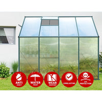 Green Fingers Greenhouse 2.52x1.27x2.13M Lean-to Aluminium Polycarbonate Green House Garden Shed Home & Garden Kings Warehouse