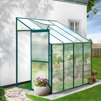 Green Fingers Greenhouse 2.52x1.27x2.13M Lean-to Aluminium Polycarbonate Green House Garden Shed Home & Garden Kings Warehouse