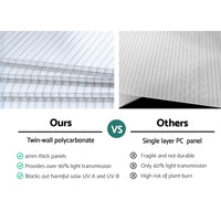 Green Fingers Greenhouse 3.6x2.5x1.95M Aluminium Polycarbonate Green House Garden Shed Home & Garden Kings Warehouse