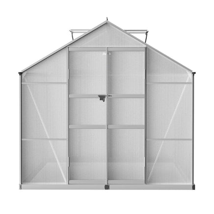 Green Fingers Greenhouse 3.7x2.5x2.26M Double Doors Aluminium Green House Garden Shed Home & Garden Kings Warehouse