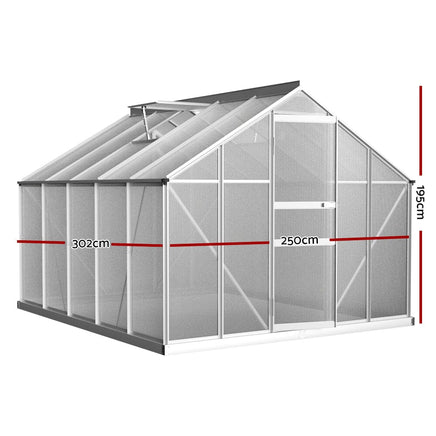 Green Fingers Greenhouse 3x2.5x1.95M Aluminium Polycarbonate Green House Garden Shed Home & Garden Kings Warehouse