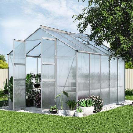 Green Fingers Greenhouse 3x2.5x2.26M Double Doors Aluminium Green House Garden Shed Home & Garden Kings Warehouse