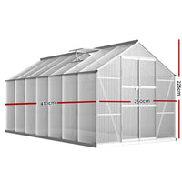 Green Fingers Greenhouse 4.1x2.5x2.26M Double Doors Aluminium Green House Garden Shed Home & Garden Kings Warehouse