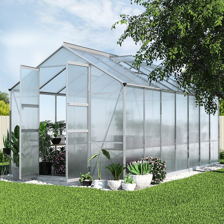 Green Fingers Greenhouse 4.1x2.5x2.26M Double Doors Aluminium Green House Garden Shed Home & Garden Kings Warehouse