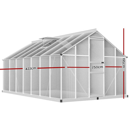 Green Fingers Greenhouse 4.2x2.5x1.95M Aluminium Polycarbonate Green House Garden Shed Home & Garden Kings Warehouse