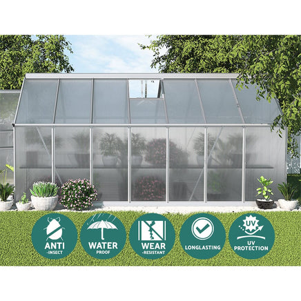 Green Fingers Greenhouse 4.2x2.5x1.95M Aluminium Polycarbonate Green House Garden Shed Home & Garden Kings Warehouse