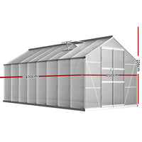 Green Fingers Greenhouse 4.7x2.5x2.26M Double Doors Aluminium Green House Garden Shed Home & Garden Kings Warehouse